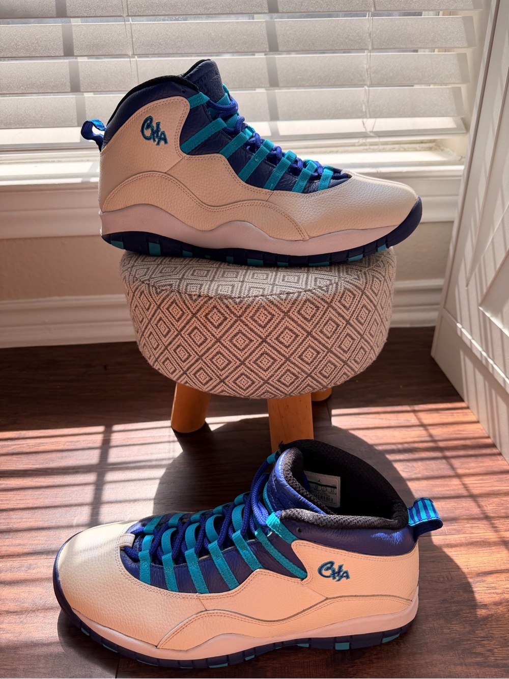 Jordan Men’s High-Top Sneakers in White and Blue